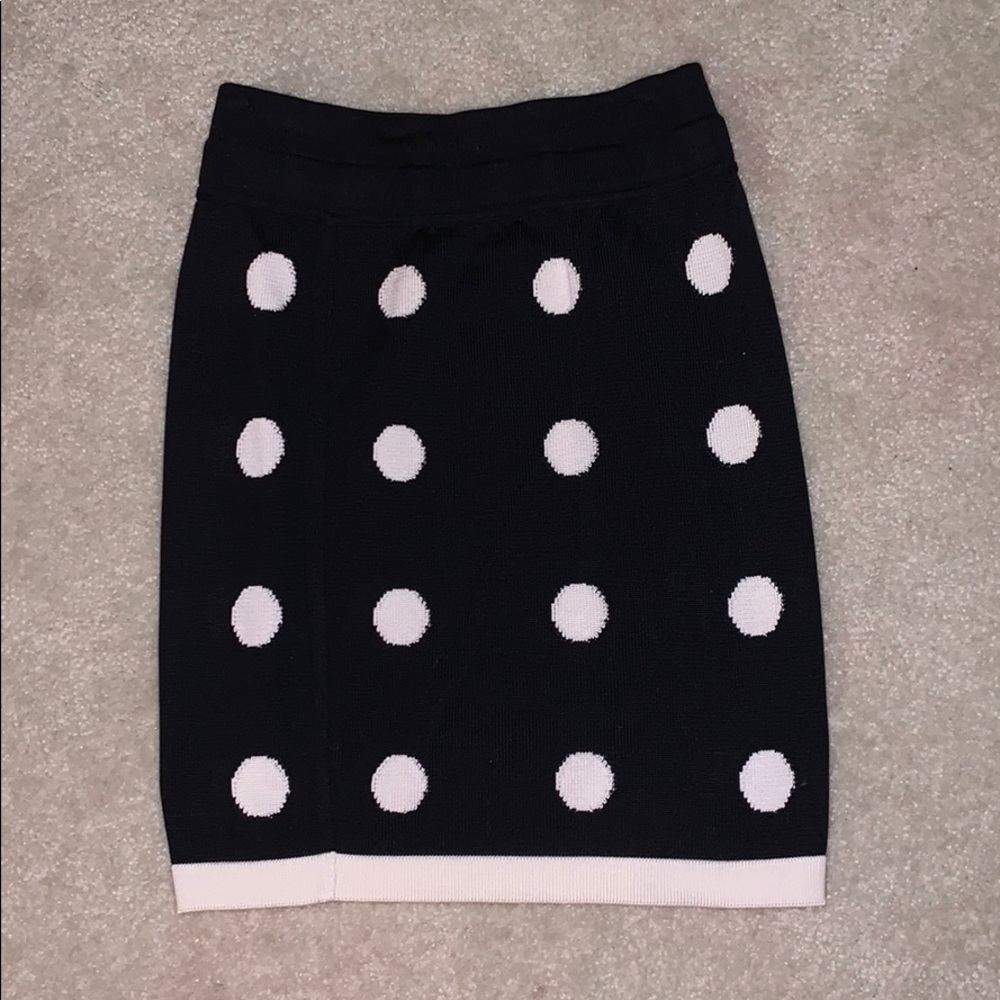 Escada black and white polka dot skirt